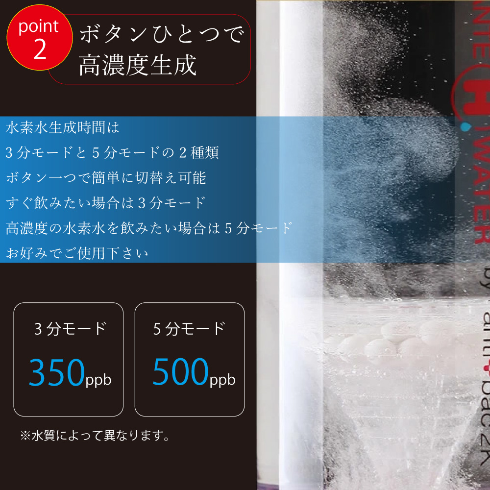 水素水ボトル 水素水生成器 250ml BI SANTE H WATER 3分生成 USB 充電