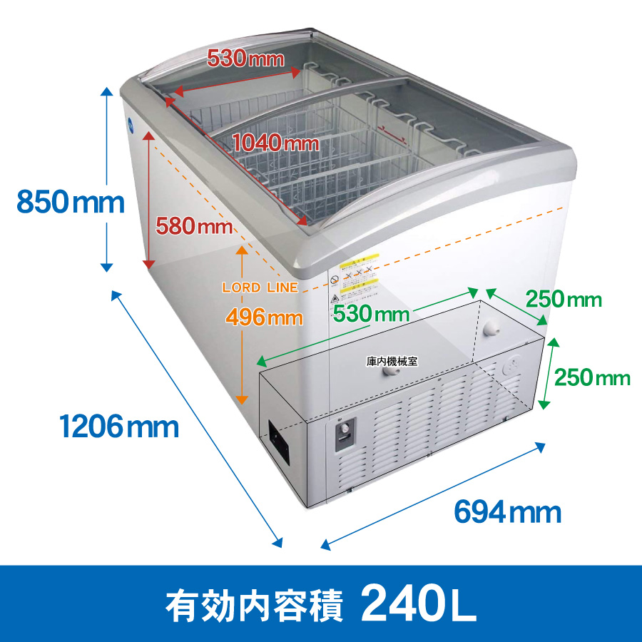 JCM レビュー特典 冷凍 ショーケース JCMCS-405L ラウンド扉 LED照明