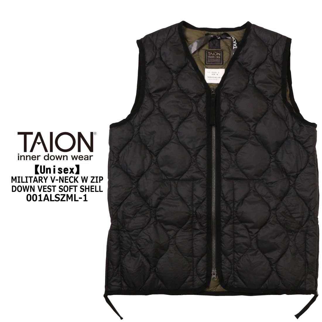 TAION（タイオン） ミリタリー VネックWジップ ダウンベスト ソフト