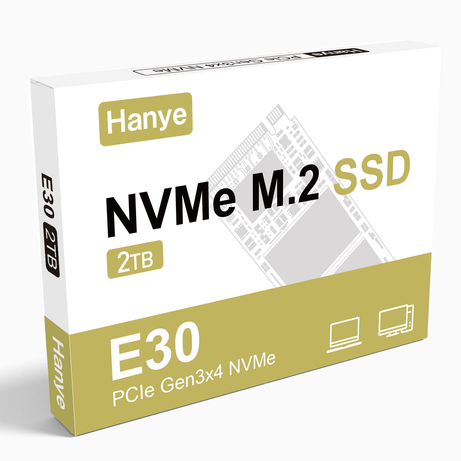 Hanye Hanye 2TB NVMe SSD R:3400MB/s W:3000MB/s PCIe Gen 3x4 3D