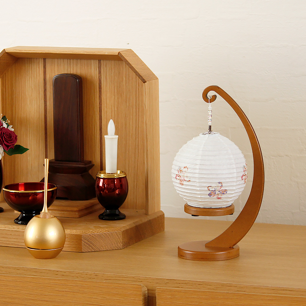 なーむくまちゃん工房 盆提灯 モダン m22070 縁シリーズ 小サイズ 桜