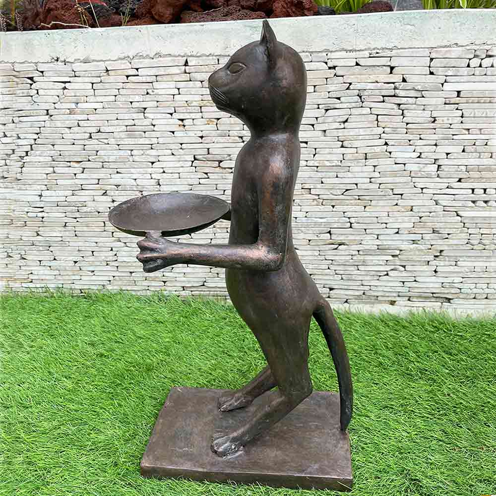 ブロンズ像 ネコ 猫 キャット オブジェ 3色 H48cm 置き物 アンティーク