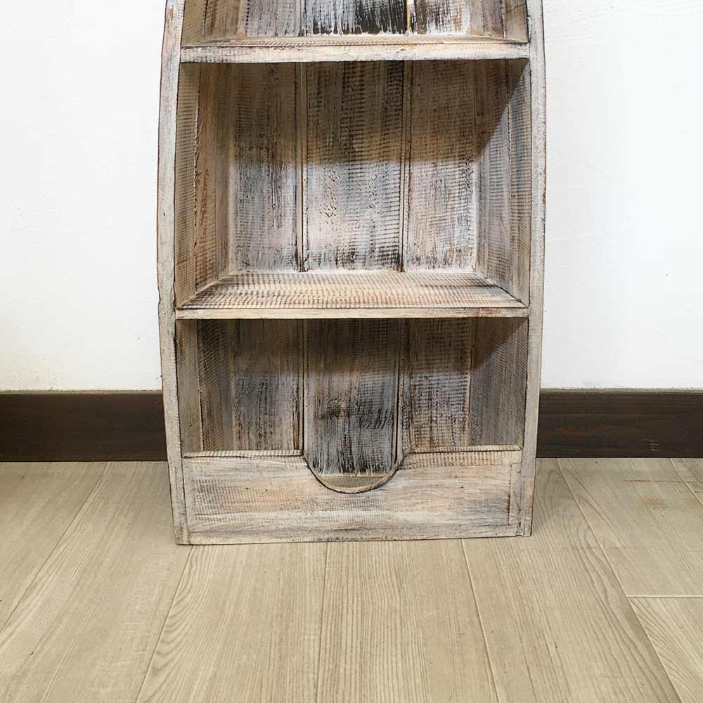 ボート型 船型 ラック 棚 4段 H100cm 木製 ブラウン 白 飾り棚 バリ