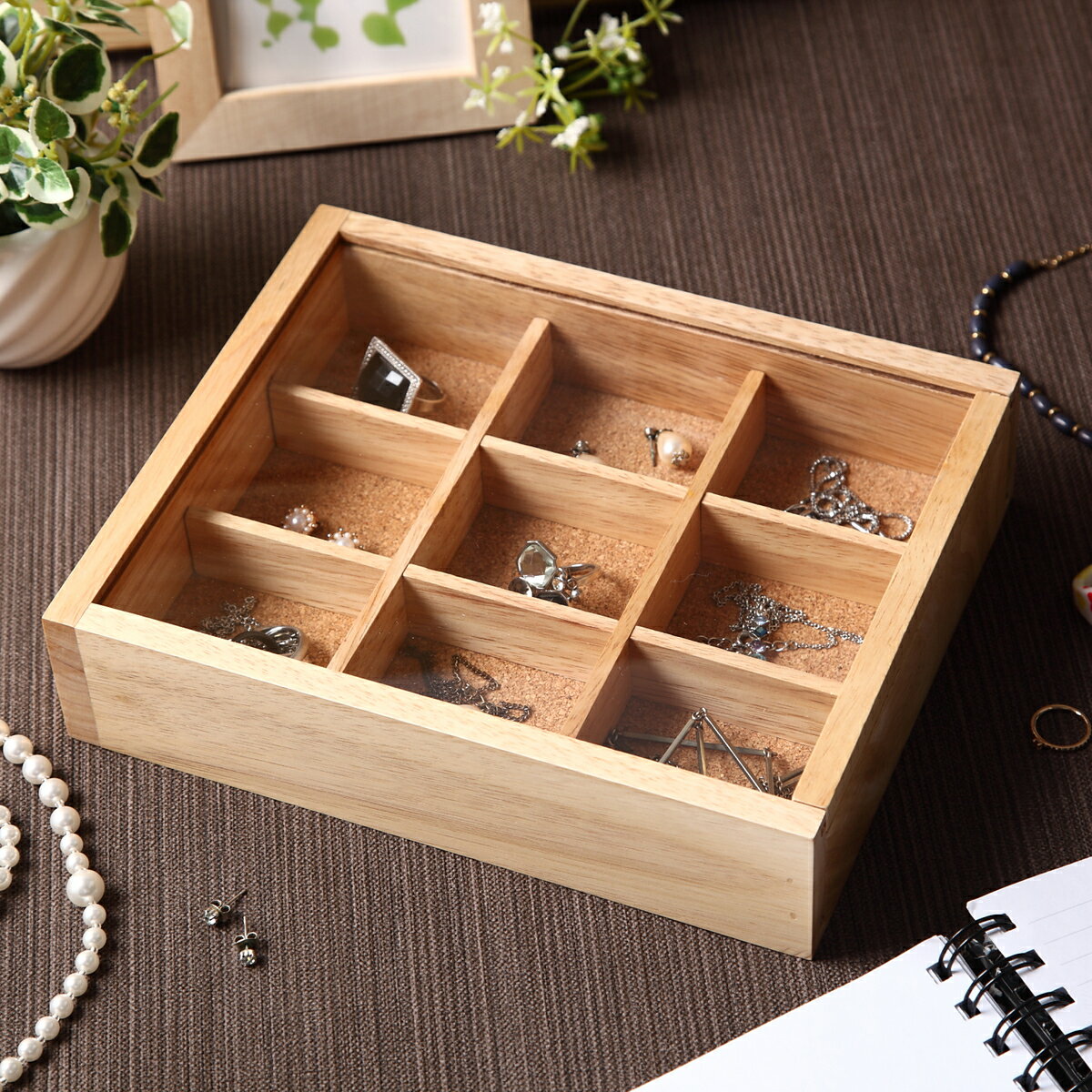 岸田産業 アクセサリーケース M ナチュラル 木製 アクセサリー 収納 木