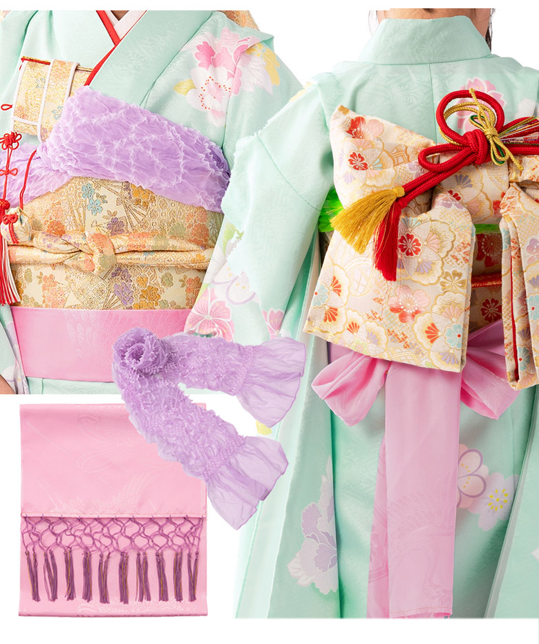 女の子帯揚しごきセット 日本製 おびあげ 帯あげ 志古貴 七五三小物 赤
