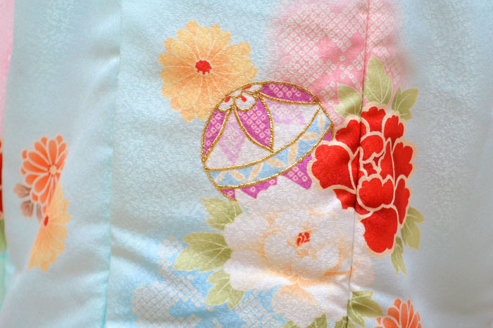七五三 着物 3歳 女の子 被布セット 花うさぎ ブランド 水色/ピンク