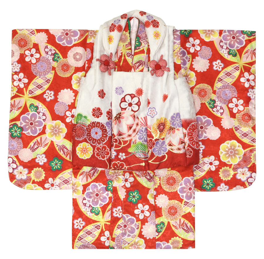 七五三 お祝い 着物 3歳 箱入り 被布セット 8点【販売品】（着物/伊達