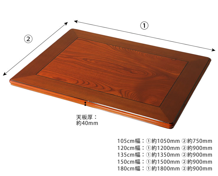 コタツ天板・こたつ天板単品 長方形 120cm幅 木製（ケヤキ材） : 家具