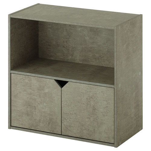 ぼん家具 【完成品】 カラーボックス キューブボックス 2段 扉付き