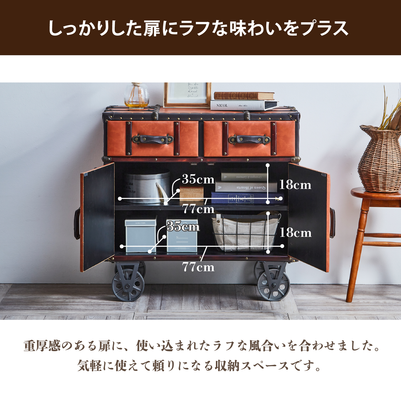 サンコウ レトロ調 80キャビネット収納ボックス レトロ感 アンティーク