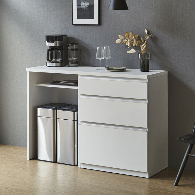 KAGUCOCO 食器棚 ロータイプ 完成品 安い キッチンカウンター 収納 120