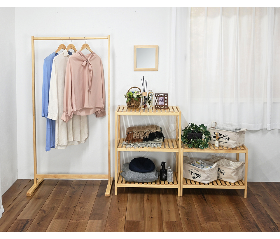 シェルフ 2段 ロータイプ 幅60 天然木 ウッドラック オープンラック 棚