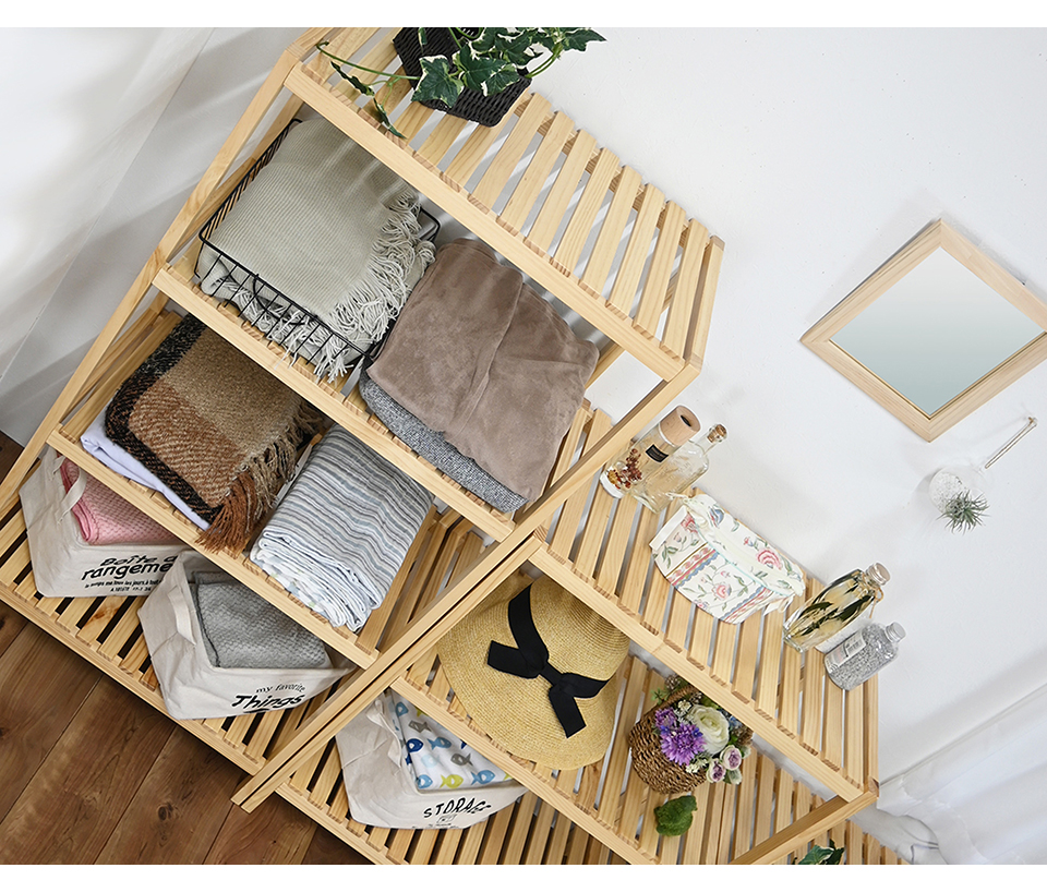 シェルフ 4段 幅60 天然木 ウッドラック オープンラック 棚 ナチュラル