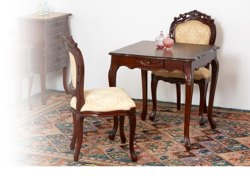 ダイニングテーブル 幅75cm アンティーク 猫脚 クラシック 二人用