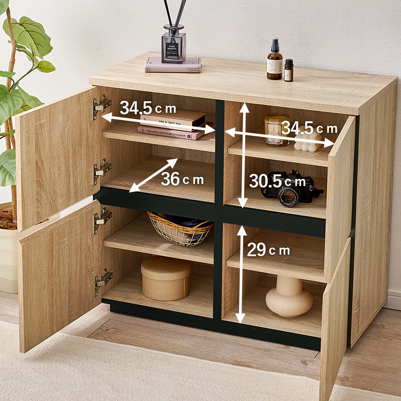 HAGiHARA（萩原） キャビネット 木製 白 北欧 サイドボード リビング