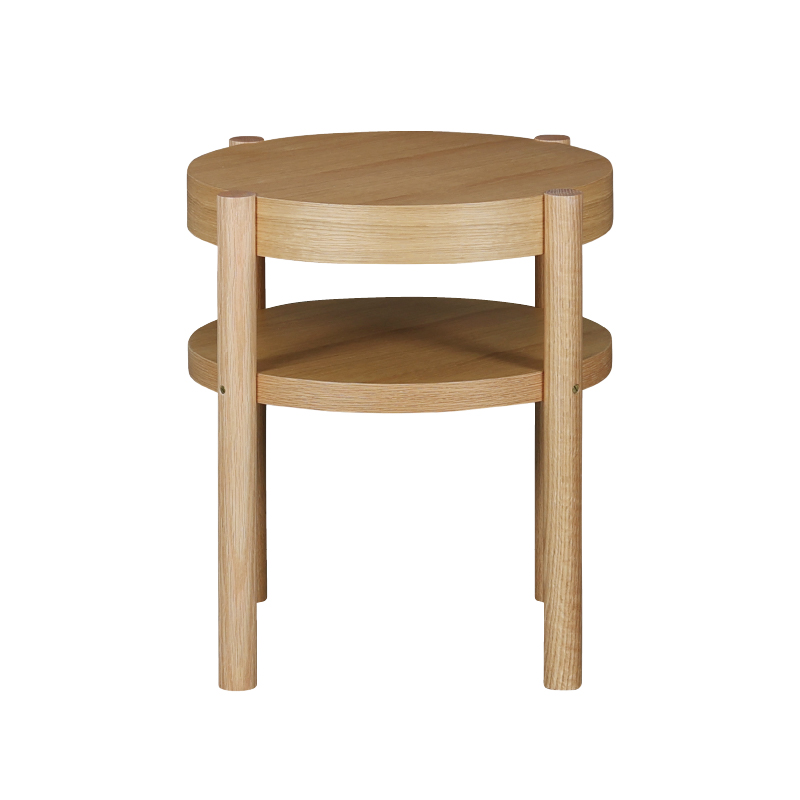 関家具 サイドテーブル 丸テーブル 棚付き 木製 ブラウン ナチュラル