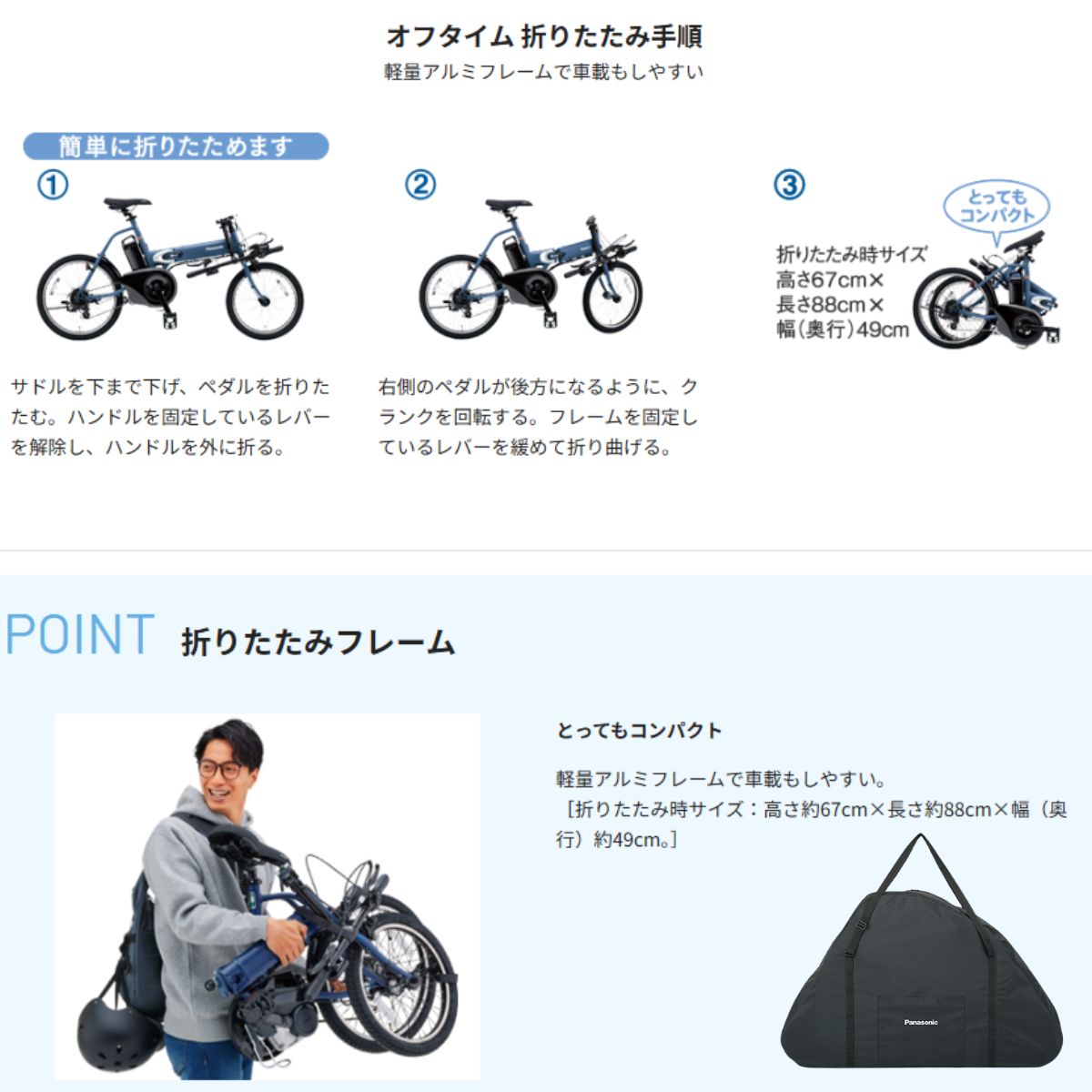 Panasonic オフタイム用輪行バック NAR170 FW071用バック 輪行袋 電動