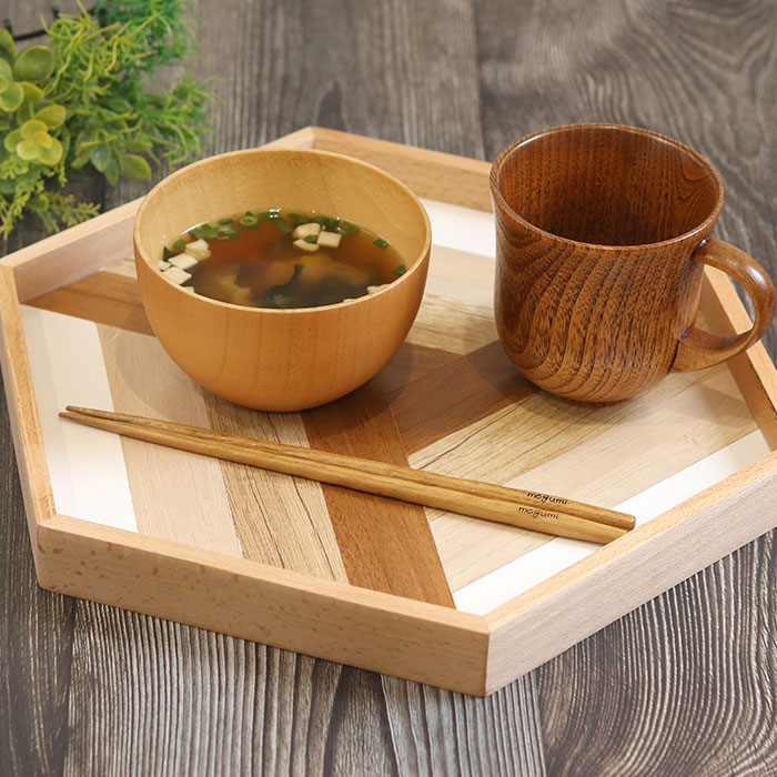 お盆 トレー 木製 寄木トレー ヘキサゴン 木 盆 トレイ 業務用 家庭用