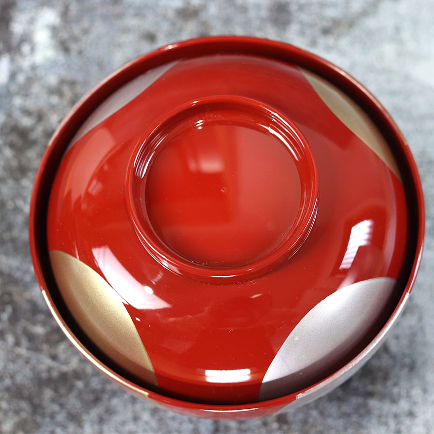 雑煮椀 蓋付き フタ付き 食洗機対応 日月 4.5雑煮椀 朱 北市漆器 日本