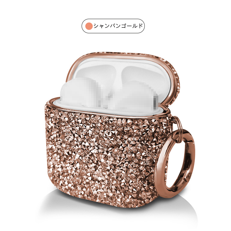 AirPods4 ケース AirPods 4 カバー カラビナ付き ラインストーン
