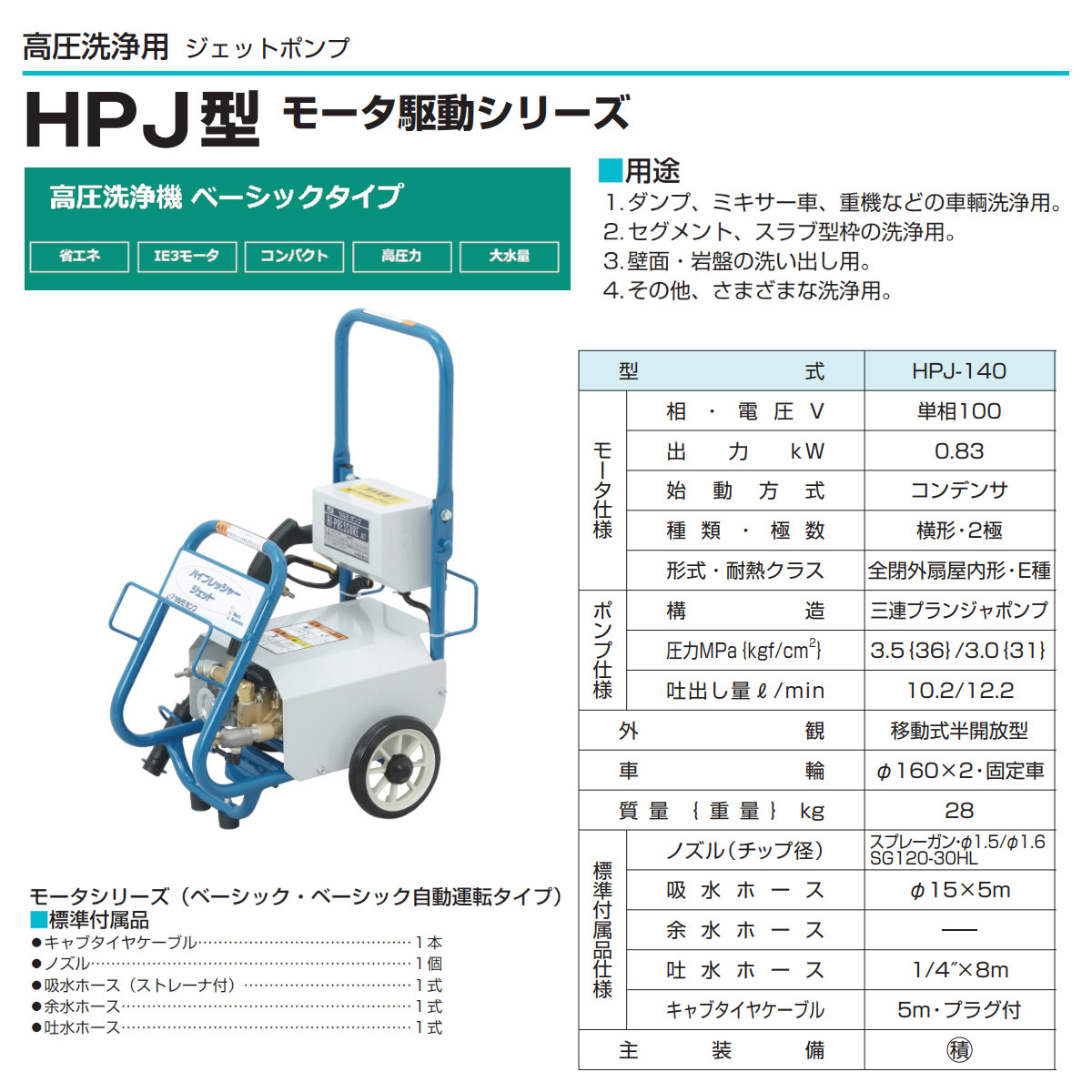 ツルミポンプ ツルミ 鶴見 HPJ-140-1 HPJ-140 高圧洗浄機 モーター駆動