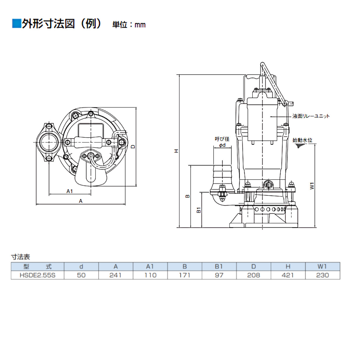 ツルミポンプ ツルミ 鶴見 HSDE2.55S 泥水用 水中ポンプ 自動型 100V 2