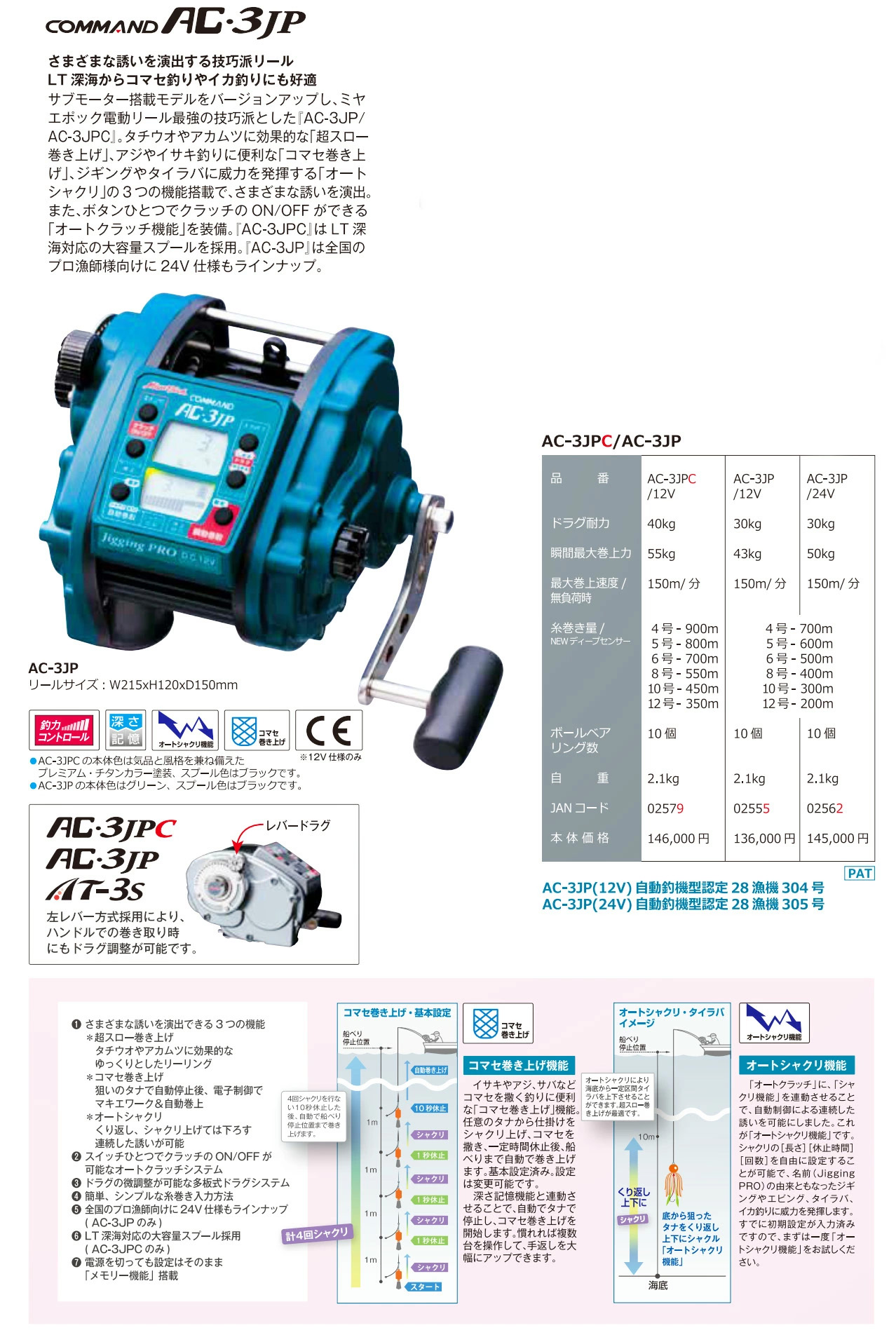 epoqe 【ミヤエポック】AC-3JP 12V/24V選択性 □電動リール ミヤマエ