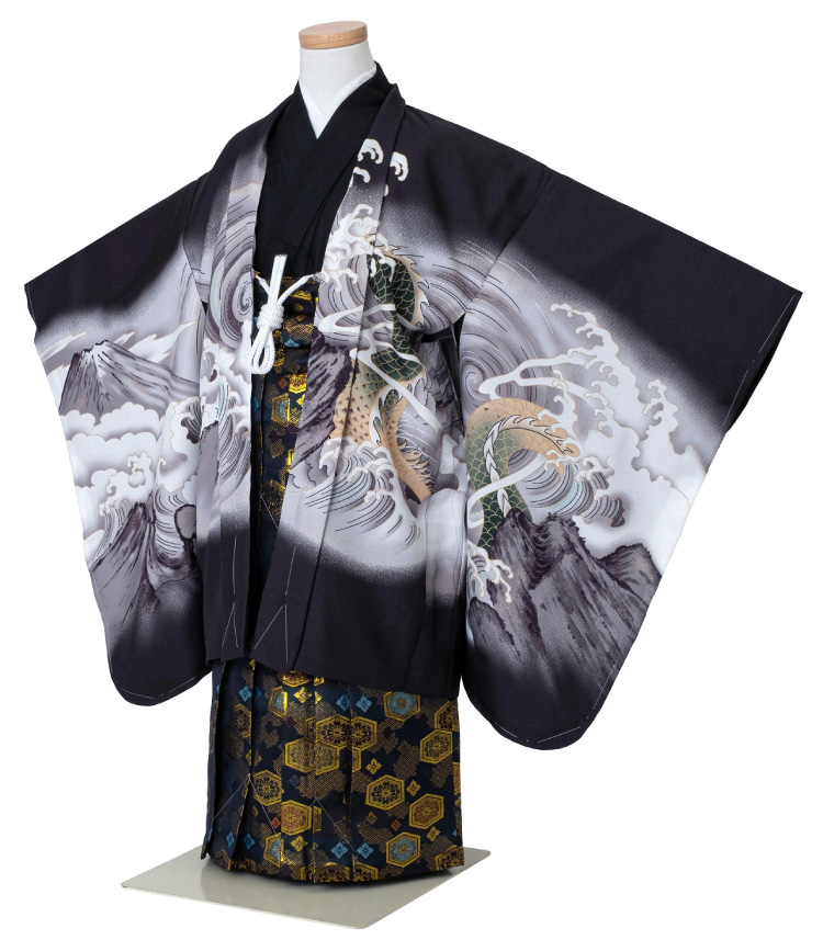 七五三 着物 男の子 五歳 13点フルセット 羽織袴セット 黒 ブラック