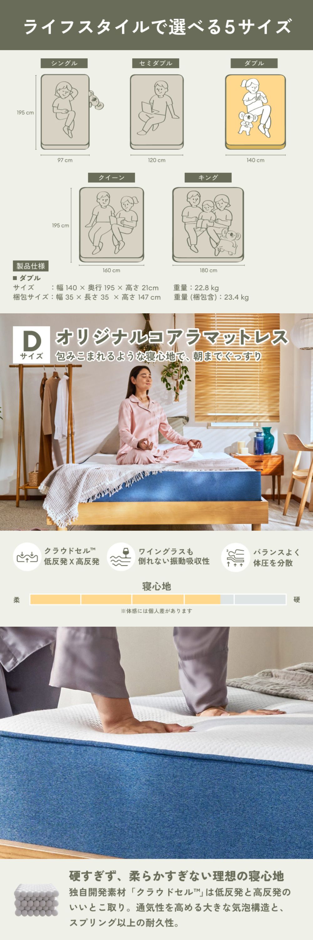 コアラマットレス マットレス ダブル オリジナルコアラマットレス 低