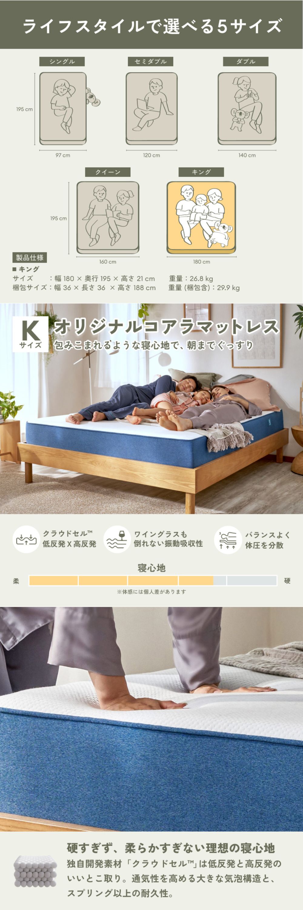 コアラマットレス マットレス キング オリジナルコアラマットレス 低