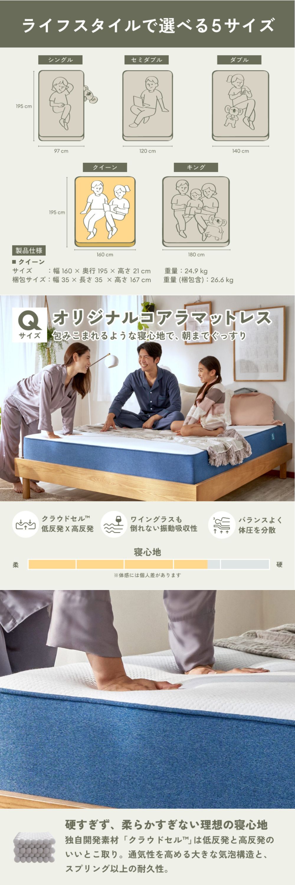 コアラマットレス マットレス クイーン オリジナルコアラマットレス 低