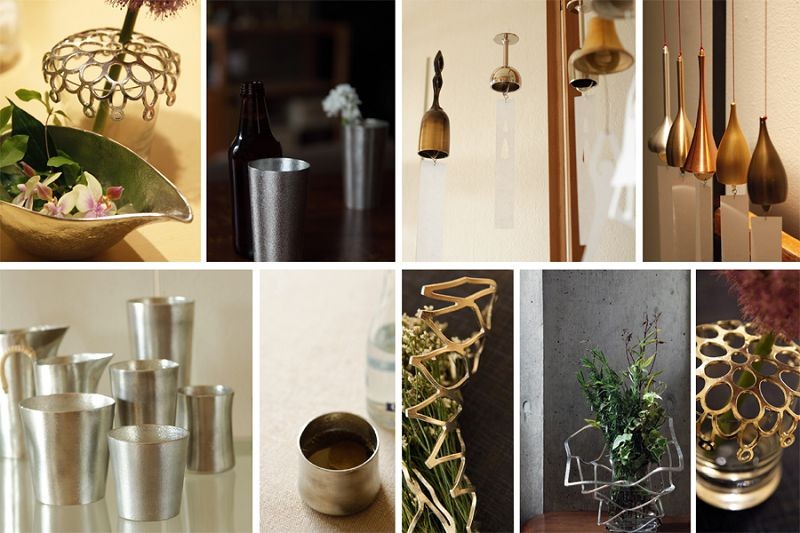 花器 HOOP TAKAKU 能作 本錫 花瓶 鋳物 高岡銅器 金属 銀色 鉢植え