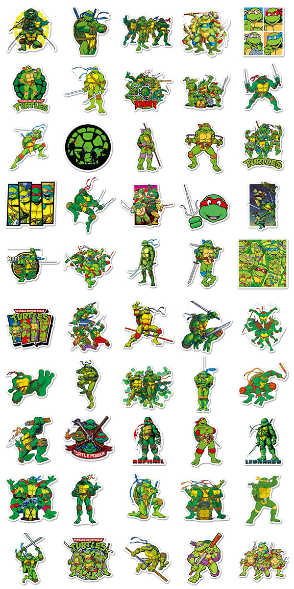 ミュータント タートルズ ステッカー 50枚セット PVC 防水 シール 大量