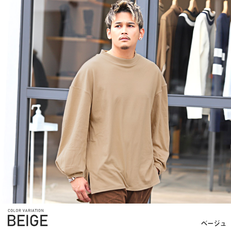 セール ロンT メンズ 長袖Tシャツ モックネック フリース ビッグ