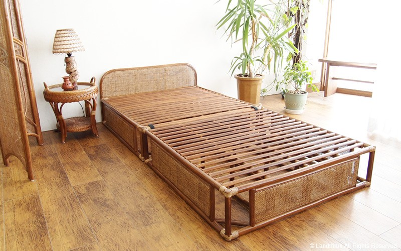 ベッドフレーム シングル ラタン 籐 和風 アジアン家具 B400HR 爆買
