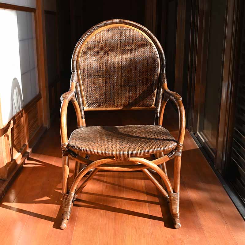 籐の椅子 ラタン パーソナルチェア 肘付き 軽い 和室 C118KA 爆買
