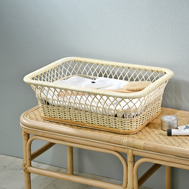 脱衣かご 籐バスケット 脱衣所 脱衣場 業務用 備品 角型 GK404N 爆買