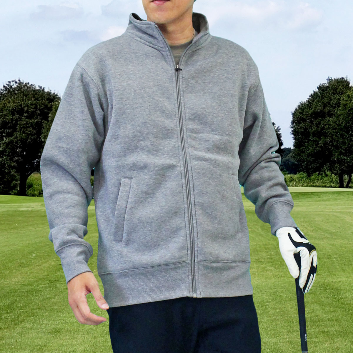ゴルフウェア メンズ ジップアップトレーナー 裏起毛 スウェット