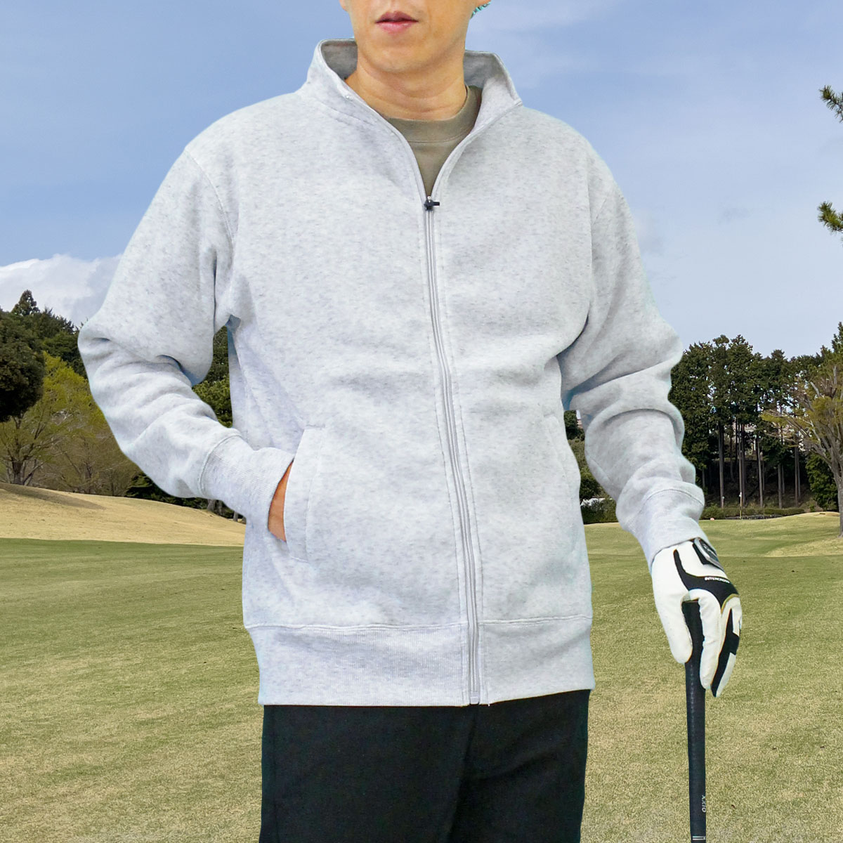 ゴルフウェア メンズ ジップアップトレーナー 裏起毛 スウェット