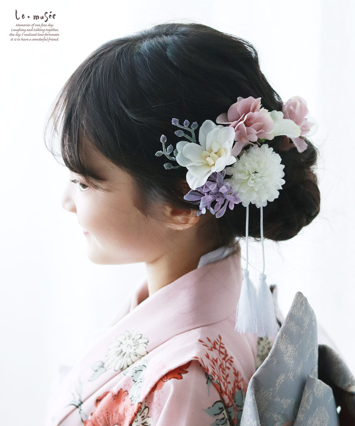 七五三 髪飾り ナチュラル デルフィ | 753 3歳 7歳 白 ホワイト