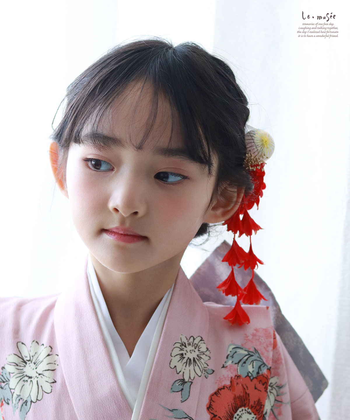 七五三 髪飾り 紅白の和装かみかざり | 753 花 ヘッドドレス 3歳 7歳