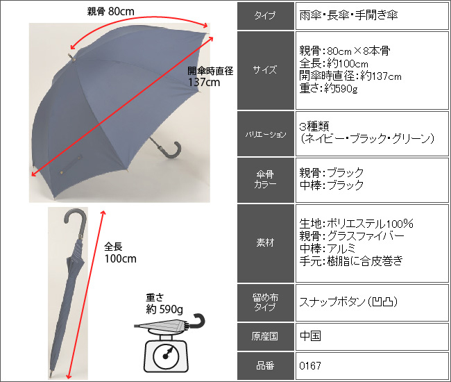 Lieben（リーベン） (18本組) 傘 メンズ 大きいサイズ 長傘 80cm×8本骨