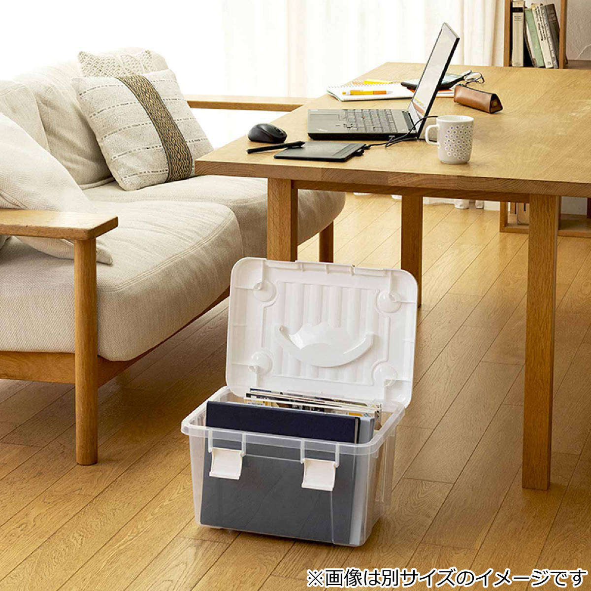 天馬 収納ボックス 幅36×奥行27×高さ21cm フタ付き 持ち手付き