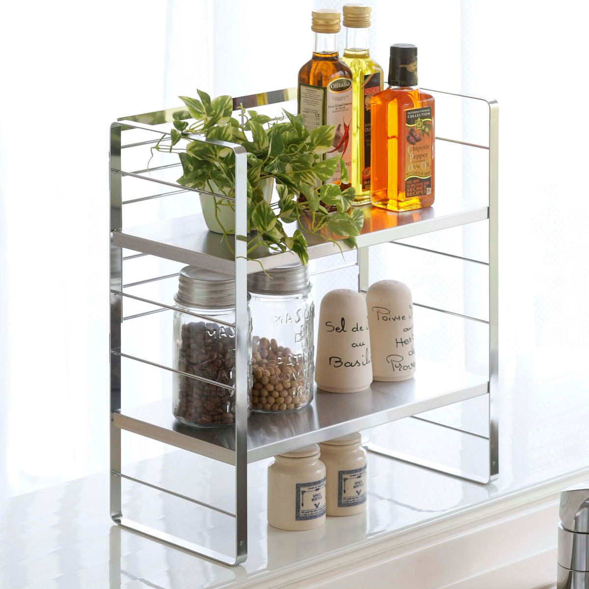 下村企販 キッチンラック ステンレス棚の出窓シェルフ 幅38cm 日本製