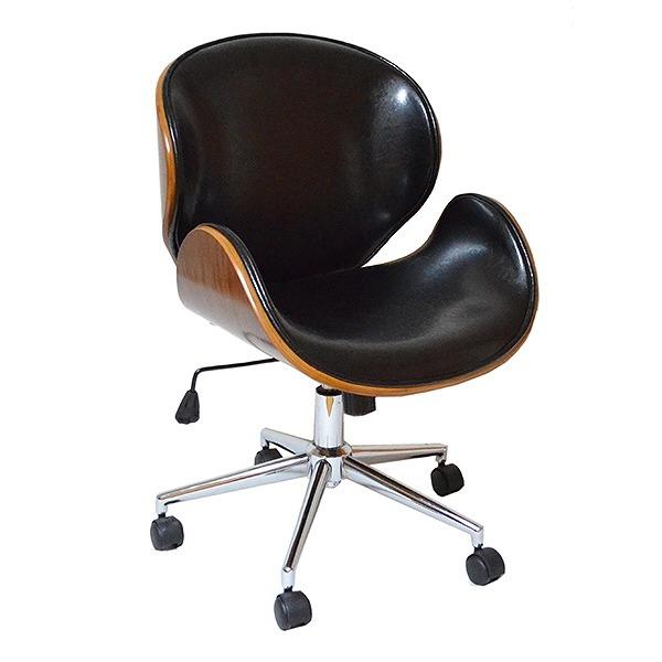 オフィスチェア 座面高42.5〜50.5cm 回転 昇降式 レザー調 ミッド