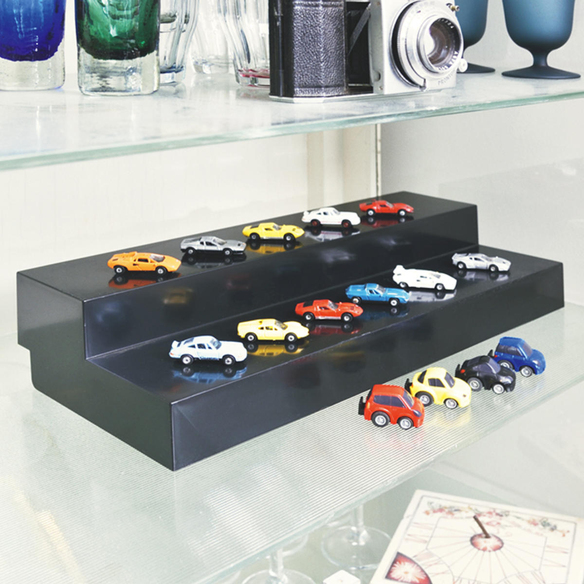 タイガークラウン ディスプレイラック スライド式ひな段 2段 伸縮幅35