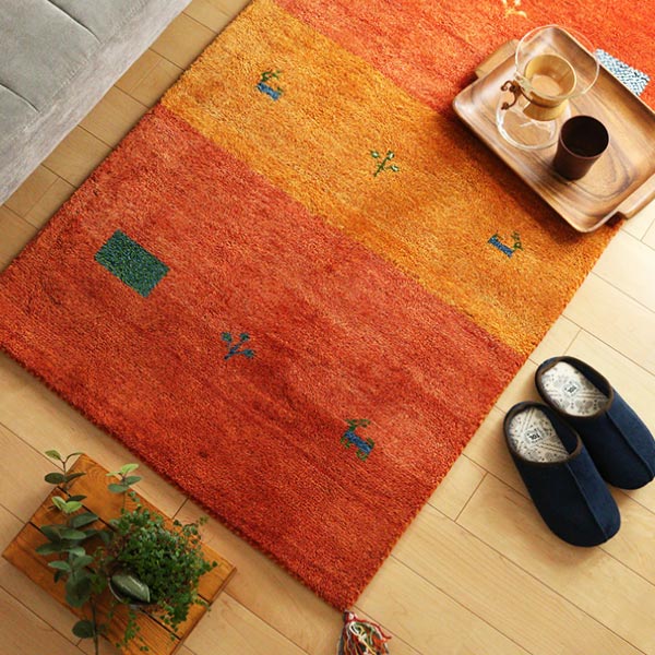 ラグ ラグマット 70×120cm 手織り マット ギャッベ 玄関マット D16