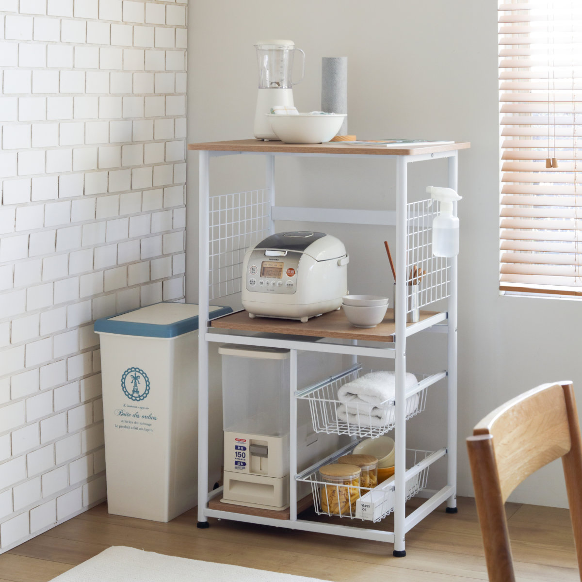 弘益 レンジ台 幅60cm スチール スライド棚 SARA （ レンジボード