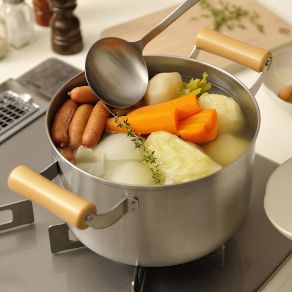 和平フレイズ 両手鍋 22cm 深型 IH対応 ステンレス 千歳 木柄深型両手