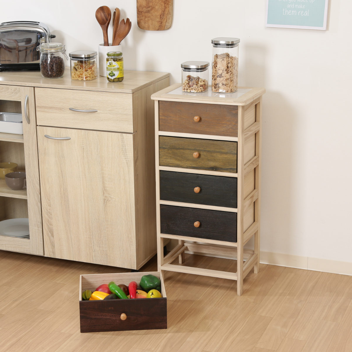 不二貿易（Fuji Boeki） チェスト 幅40cm 5段 桐製 マルチカラフル